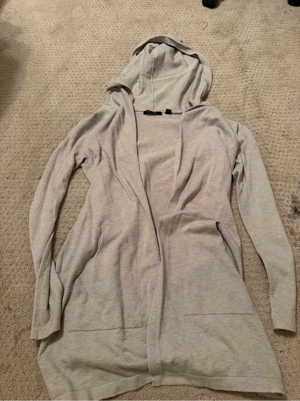 Cyrus Light Gray Hooded Open-Front Cardigan